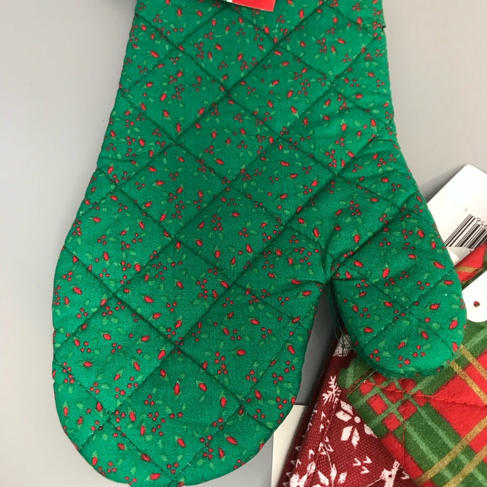 Vintage NOS 4pc Christmas holiday oven bake mitten gloves bundle - Picture 4 of 10